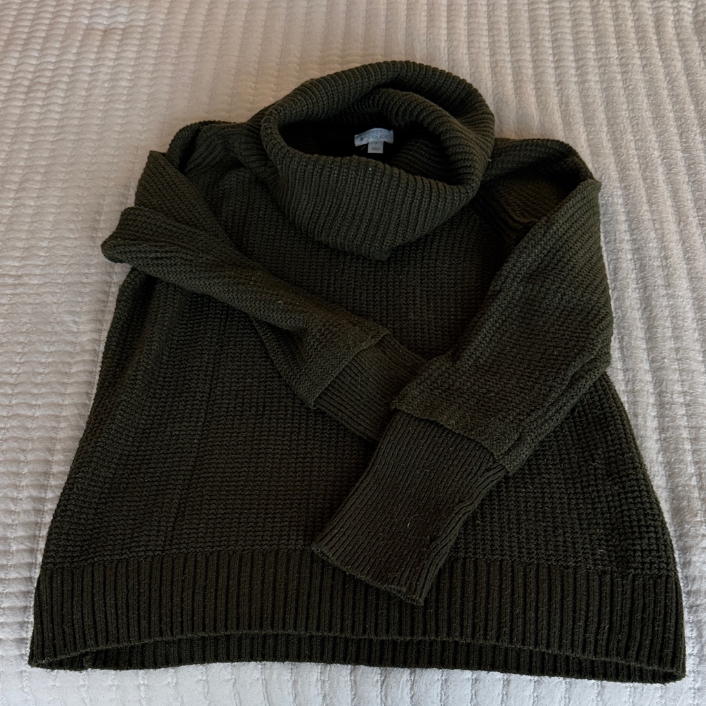 Olive Green Women's Turtleneck Sweater